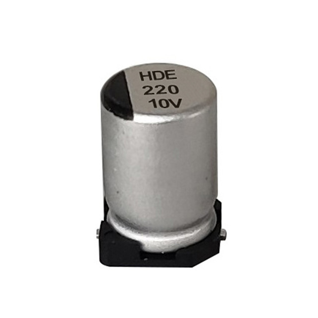 HDE maliit na laki, mababang ESR, mataas na ripple surface mount polymer aluminyo electrolytic capacitor
